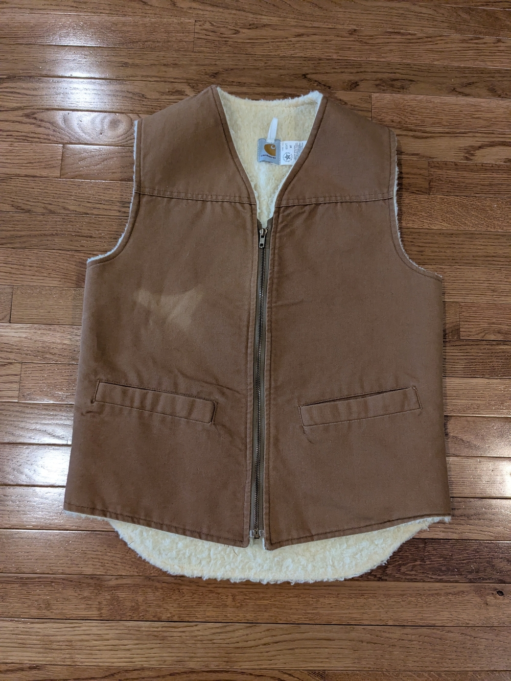 Vintage Carhartt Sherpa Lined Duck Hunting Vest USA Size Medium Tall
